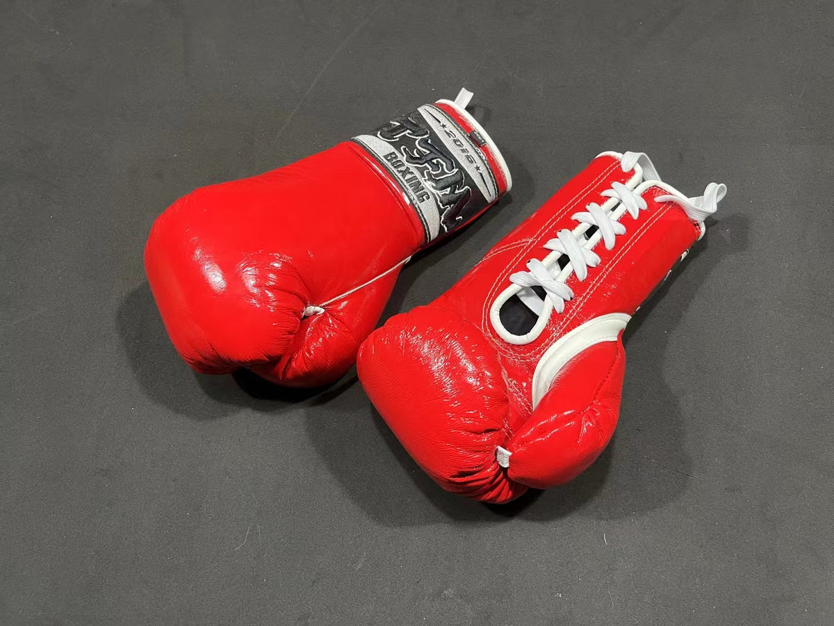 TFM VINTAGE PROFESSIONAL BOXING GLOVES LACES UP HOSEHAIR PADDING AAGsport