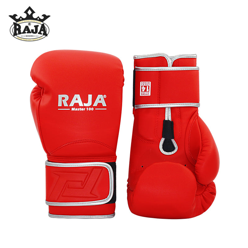 RAJA MASTER 100 MUAY THAI BOXING GLOVES Leather 10-16 oz Red – AAGsport