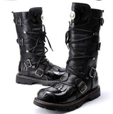 Motorcycle Biker Rock Punk Gothic Style Boots Cow Boy Boots FWMB002 Black Size 38-44
