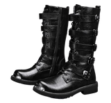 Motorcycle Biker Rock Punk Gothic Style Boots Cow Boy Boots FWMB005 Black Size 38-46