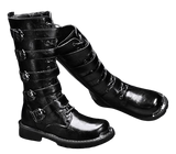 Motorcycle Biker Rock Punk Gothic Style Boots Cow Boy Boots FWMB005 Black Size 38-46