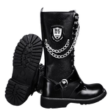Motorcycle Biker Rock Punk Gothic Style Boots Cow Boy Boots FWMB006 Black Size 38-46
