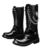 Motorcycle Biker Rock Punk Gothic Style Boots Cow Boy Boots FWMB006 Black Size 38-46