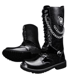 Motorcycle Biker Rock Punk Gothic Style Boots Cow Boy Boots FWMB006 Black Size 38-46