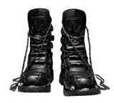 Motorcycle Biker Rock Punk Gothic Style Boots Cow Boy Boots FWMB007 Black Size 39-46