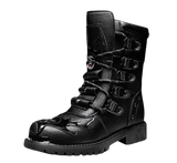 Motorcycle Biker Rock Punk Gothic Style Boots Cow Boy Boots FWMB007 Black Size 39-46