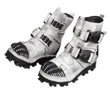 Motorcycle Biker Rock Punk Gothic Style Boots FWMB008B Cowhide Leather Grey Size 38-50