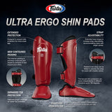 FAIRTEX SP9 ULTRA ERGO SHIN GUARD PROTECTOR S-XL RED