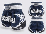 FLUORY MTSF53 MUAY THAI BOXING SHORTS XS-XXXL NAVY BLUE UNISEX JUNIOR & ADULT