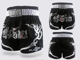FLUORY MTSF53 MUAY THAI BOXING SHORTS XS-XXXL BLACK UNISEX JUNIOR & ADULT