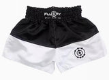 FLUORY MTSF55C MUAY THAI BOXSHORTS XS-XXXL WEISS UNISEX JUNIOR & ERWACHSENE