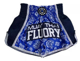 FLUORY MTSF91 MUAY THAI BOXING SHORTS XS-XXXL Blue UNISEX JUNIOR & ADULT
