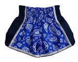 FLUORY MTSF91 MUAY THAI BOXING SHORTS XS-XXXL Blue UNISEX JUNIOR & ADULT