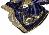 FLUORY MTSF99 MUAY THAI BOXING SHORTS XS-XXXL Dunkelblau UNISEX JUNIOR & ERWACHSENE