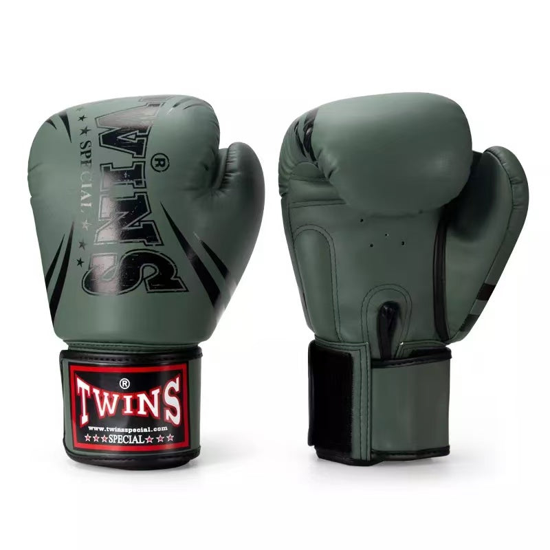 Guantoni Da Boxe Twins Muay Thai – FBGVDM3-TW6 – Nero/Verde Oliva – Fatti A Mano In Thailandia