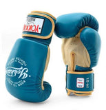 YOKKAO VINTAGE BLUE MUAY THAI BOXING GLOVES 8-16 oz