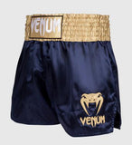 Venum-03813-018 Classic MUAY THAI BOXING Shorts XS-XXL Navy Blue Gold