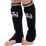 TOP KING TKESP-01 ELASTISCHER SCHIENBEINSCHÜTZER FÜR MUAY THAI BOXEN MMA Baumwolle Größe Frei Schwarz