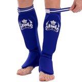 TOP KING TKESP-01 ELASTISCHER SCHIENBEINSCHÜTZER FÜR MUAY THAI BOXEN MMA Baumwolle Größe Frei Blau