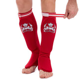 TOP KING TKESP-01 ELASTIC MUAY THAI BOXING MMA SHIN GUARD PROTECTOR Cotton Size Free Red