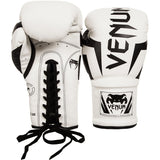 VENUM ELITE MUAY THAI BOXING GLOVES LACE UP 8-14 OZ White