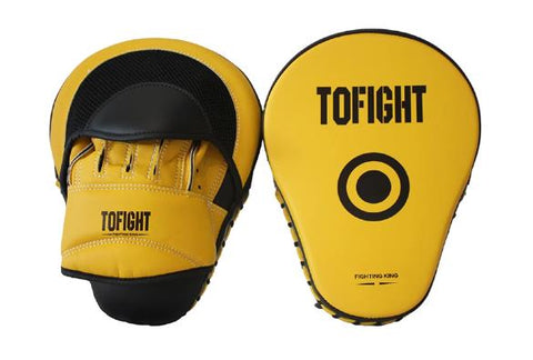 TOFIGHT MUAY THAI BOXING MMA PUNCHING MITTS PADS PAIR Black Yellow