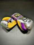 TFM RL5 HANDMADE PROFESSIONAL BOXING GLOVES 10 oz Metallic Silver Purple Yellow