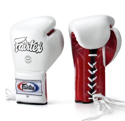 Fairtex BGL7 Mexican MUAY THAI BOXING GLOVES Lace Up Leather 8-14 oz White Red