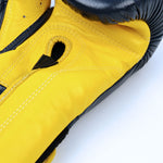 Fairtex BGV9 Mexican Style PRO TRAINING MUAY THAI BOXING GLOVES Leather 8-14 oz Black Yellow