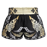 Tuff MS201 Muay Thai Boxing Shorts S-XXL New Retro Style Thai King Of Naga Black