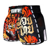 Tuff MS303 Muay Thai Boxing Shorts S-XXL Black Retro Style With Cruel Tiger