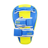 RAJA RTMP-9 MUAY THAI BOXING MMA PUNCHING AIR LONG FOCUS MITTS KICK PADS Cooltex PU Leather 35.5 x 22.5 x 7 cm Blue Yellow