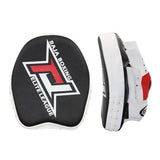 RAJA RTPP-7 CURVED MUAY THAI BOXING MMA PUNCHING SMALL AIR FOCUS MITTS PADS Light Weight Cooltex PU Leather 21 x 17.5 x 3 cm Black White