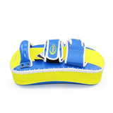 RAJA RTKP-9 MUAY THAI BOXING MMA PUNCHING AIR KICK PADS Cooltex PU Leather 36 x 20 x 9 cm Blue Yellow