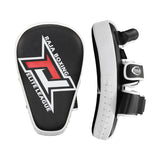 RAJA RTMP-9 MUAY THAI BOXEN MMA PUNCHING AIR LONG FOCUS MITTS KICK PADS Cooltex PU Leder 35,5 x 22,5 x 7 cm Schwarz Weiß