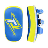 RAJA RTKP-9 MUAY THAI BOXING MMA PUNCHING AIR KICK PADS Cooltex PU Leather 36 x 20 x 9 cm Blue Yellow