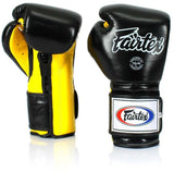 Fairtex BGV9 Mexican Style PRO TRAINING MUAY THAI BOXING GLOVES 8-14 oz Black Yellow