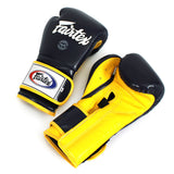 Fairtex BGV9 Mexican Style PRO TRAINING MUAY THAI BOXING GLOVES 8-14 oz Black Yellow