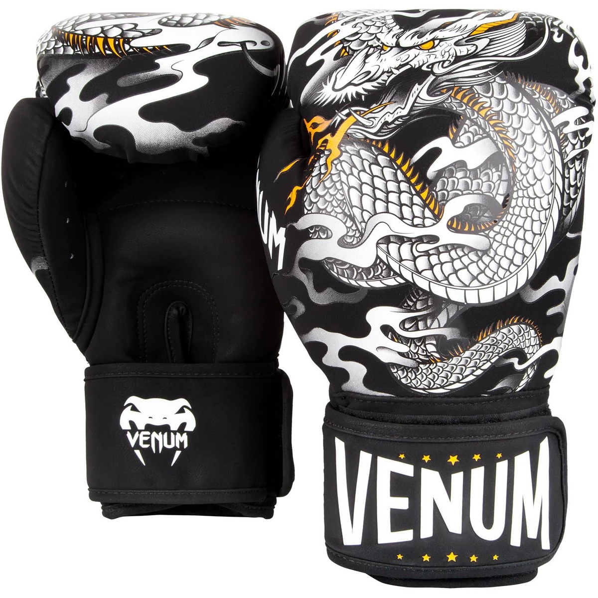 VENUM DRAGON S FLIGHT MUAY THAI BOXING GLOVES 8 16 OZ BLACK WHITE