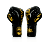 Fairtex BGLG1 Named Official X Glory Limited Edition MUAY THAI BOXING GLOVES Lace Up Leather 8-16 oz Black