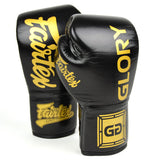 Fairtex BGLG1 Named Official X Glory Limited Edition MUAY THAI BOXING GLOVES Lace Up Leather 8-16 oz Black