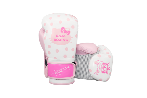 RAJA MUAY THAI BOXING GLOVES Breathable mesh palm Cooltex PU Leather Kids 6 oz Hello Kitty 2