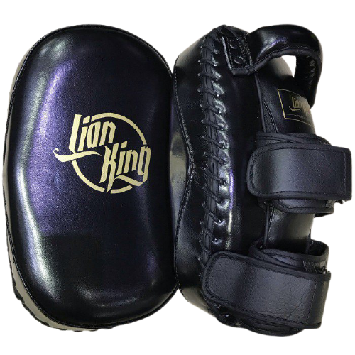 LION KING 0047 MUAY THAI BOXING MMA KICK PADS 2.0 Leather Black