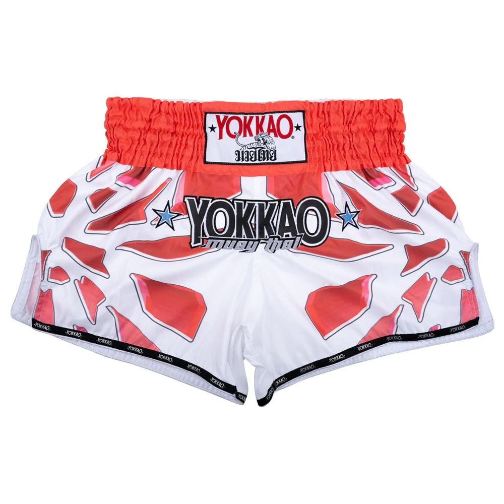 YOKKAO BROKEN CARBONFIT MUAY THAI MMA BOXING Shorts S-XXL White Red