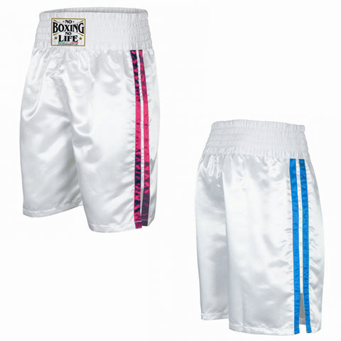 No Boxing No Life BOXING Shorts Trunks S-XXL White Red & Blue
