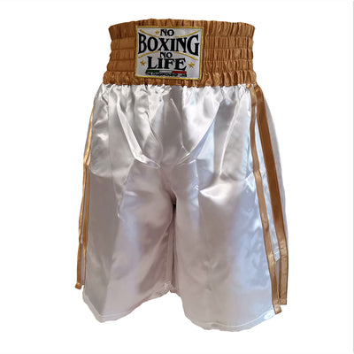 No Boxing No Life BOXING Shorts Trunks S-XXL White Gold