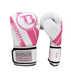 BOOSTER BEGINNER MUAY THAI BOXING GLOVES Synthetic Leather 8-14 oz White Pink