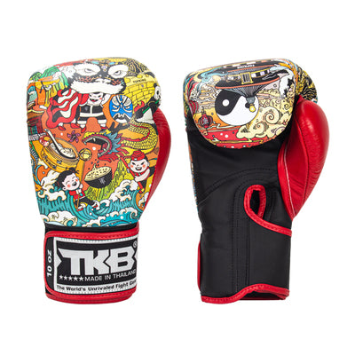 Top King TKBGCT-CH MUAY THAI BOXING GLOVES Synthetic Leather 8-14 oz Black Red