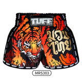 Tuff MS303 Muay Thai Boxing Shorts S-XXL Black Retro Style With Cruel Tiger
