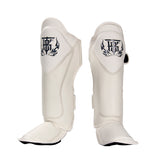 TOP KING TKSGBL MUAY THAI BOXING MMA SHIN GUARD PROTECTOR Leather M-XL White